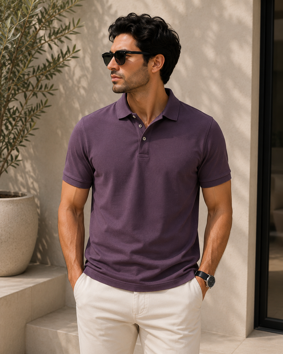 Nature Plus Men's Purple Polo Shirt That Stays Cool All Day
